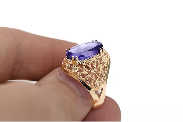 Vintage Pierścionek Aleksandryt 14k żółte złoto vrc074y